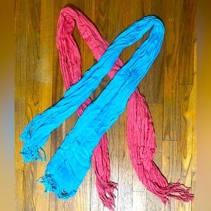 Pink and blue scarves
